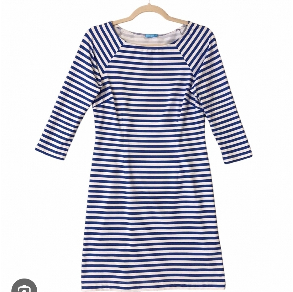 J.McLaughlin Women's Mari Blue Striped Preppy Catalina Cloth Sheath Dress. SZ M